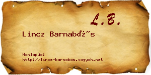 Lincz Barnabás névjegykártya